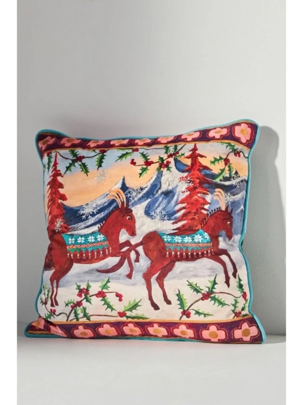 NWT Anthropologie Rapheal Balme Christmas Pillow